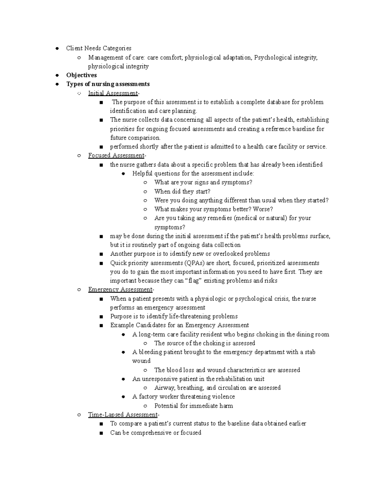 3303 Exam 4 - study - Client Needs Categories Management of care: care ...