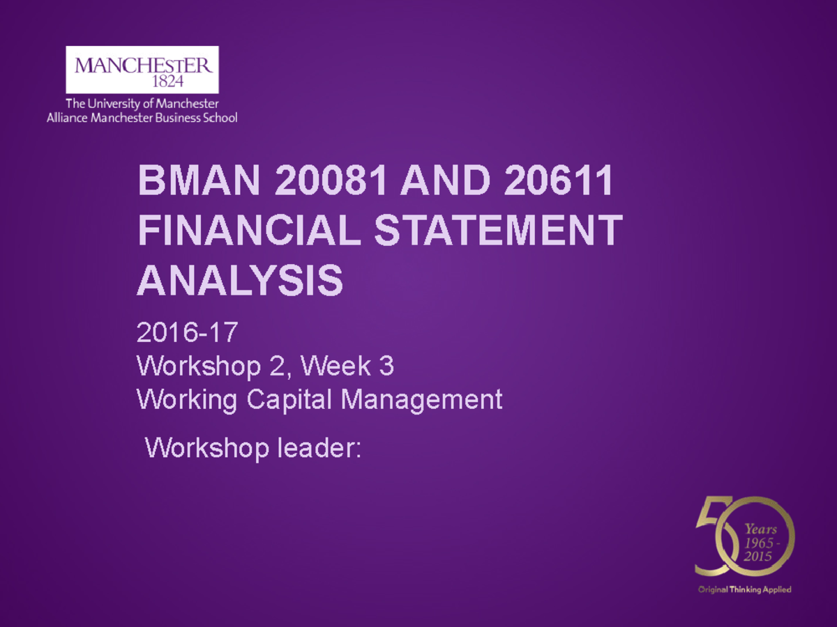 Financial Statement Analysis Workshop 2 Week 3 BB Corrected Version ...