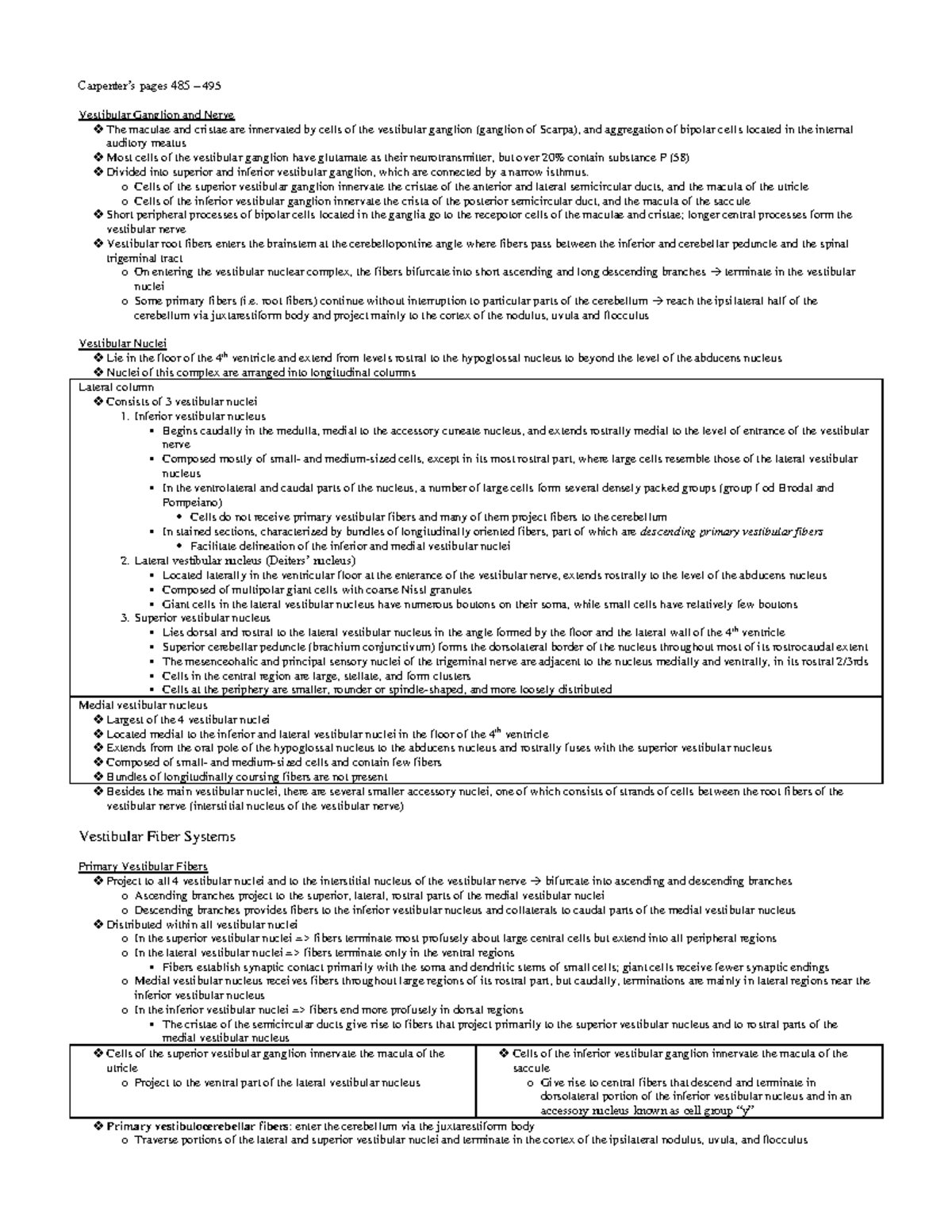 Vestibular ganglion and nerve - Carpenter’s pages 485 – 495 Vestibular ...