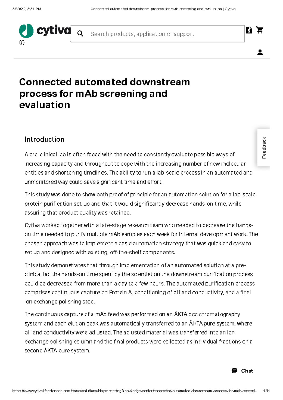 Connected Automated Downstream Process For M Ab Screening And 