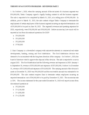 Theory of Accounts Problems - Reviewer Part 4 - During 2020, Agency W ...