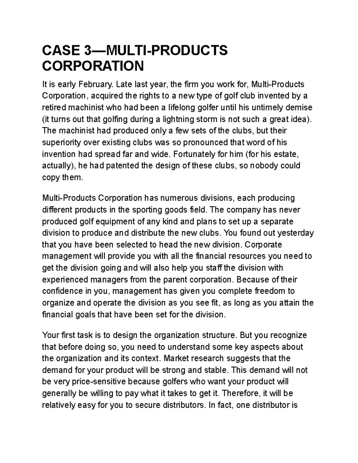 multi products corporation case study