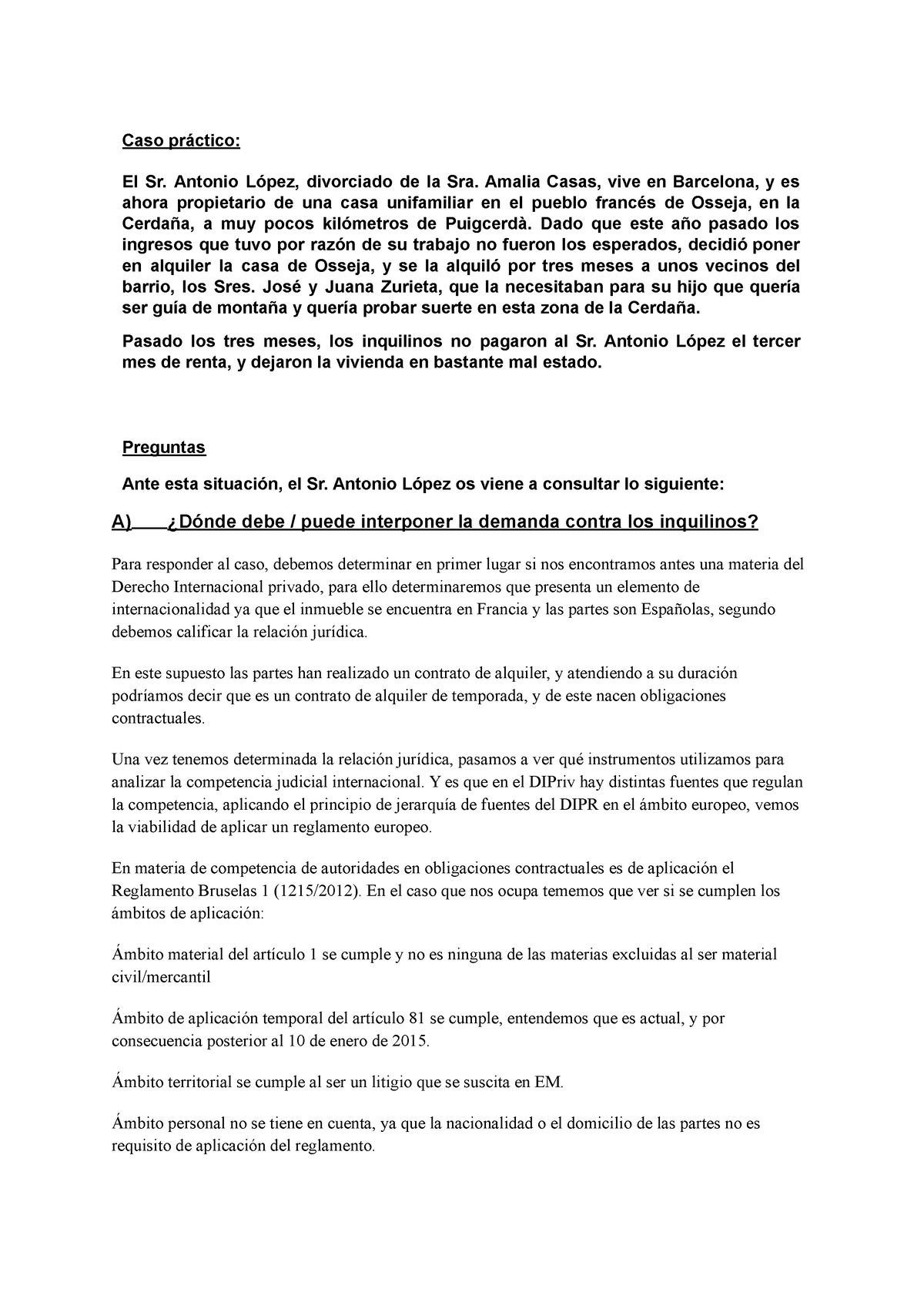 Caso Pr Ã¡ctico - Derecho Internacional Privado - Caso Práctico: El Sr ...