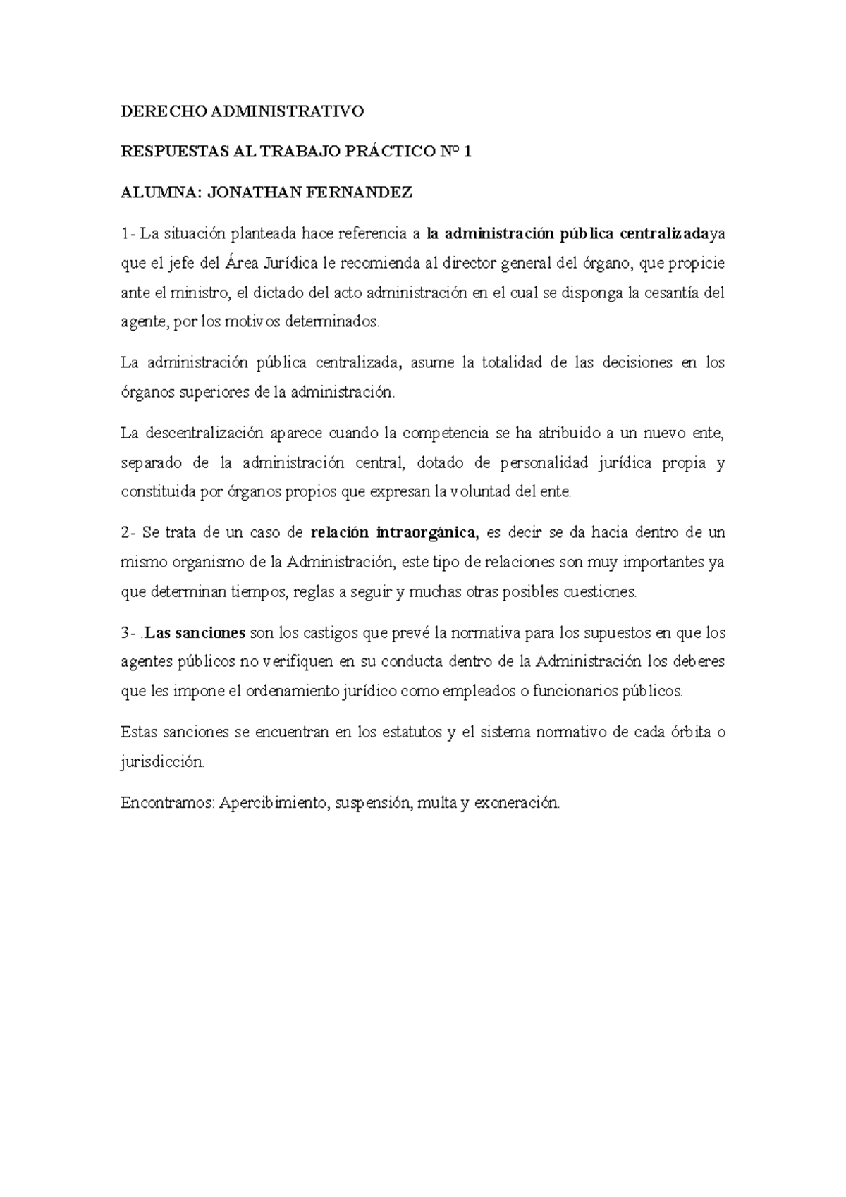 Tp 1 Derecho Administrativo Derecho Administrativo Respuestas Al Tp 1 Derecho Administrativo Derecho Administrativo Respuestas Al