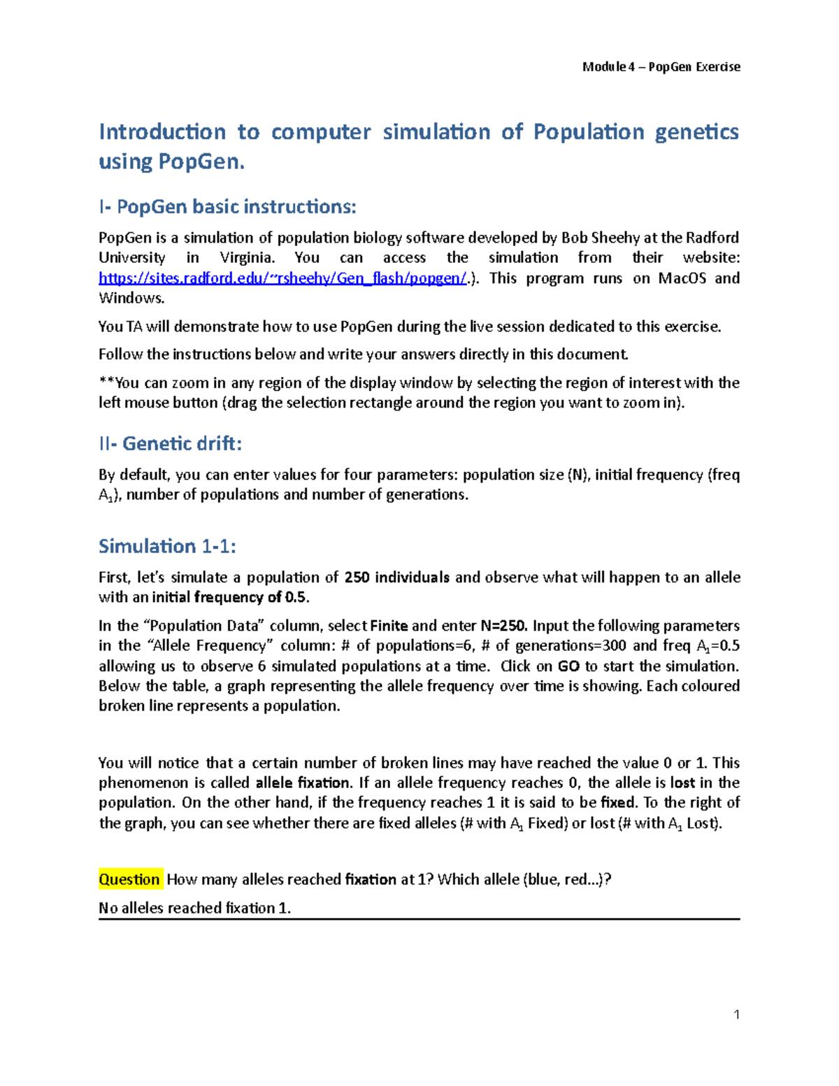 Module 4: Population Genetics and Microevolution - Introducon to ...