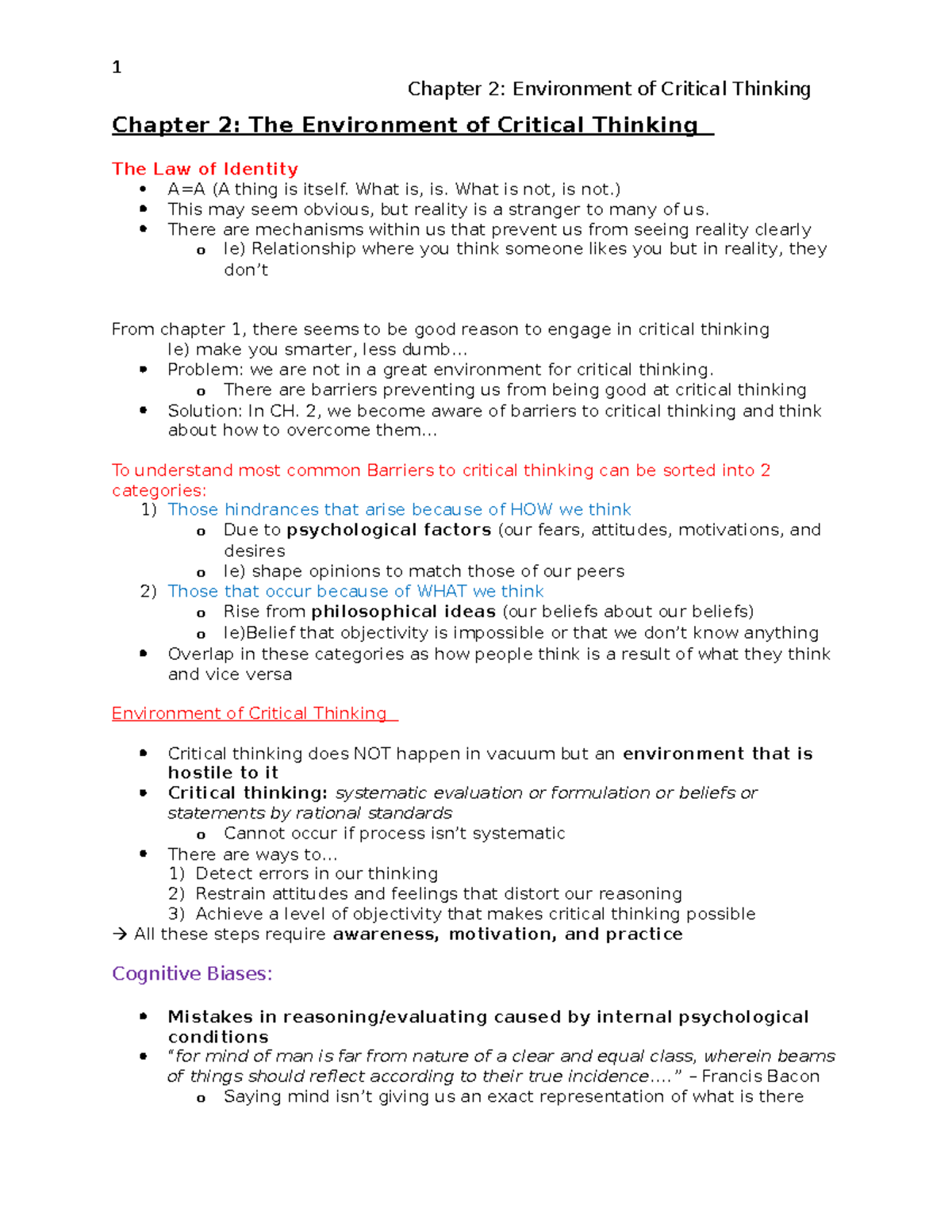 critical thinking chapter two