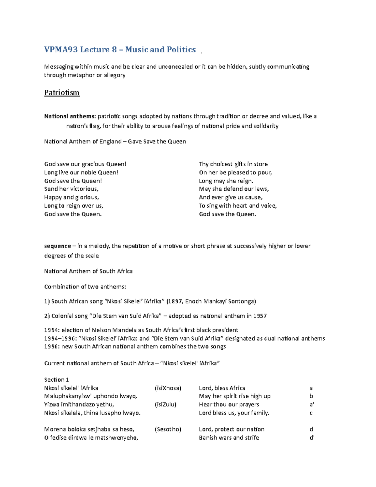 Lecture+8+Notes - Courses lectures - VPMA93 Lecture 8 – Music and ...