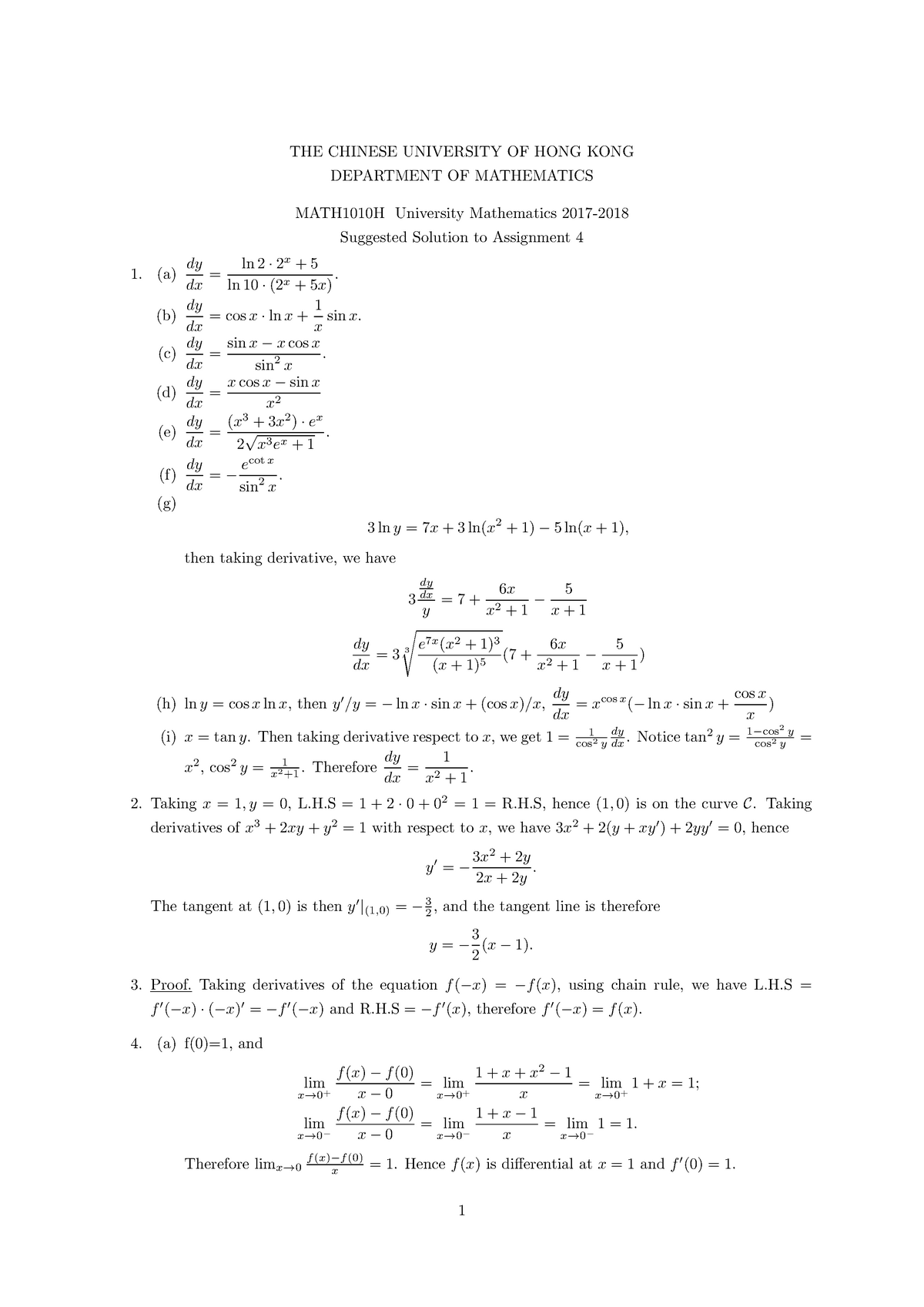 solution-to-assignment-4-a-b-c-d-e-f-dy-dx-dy-dx-dy-dx-dy