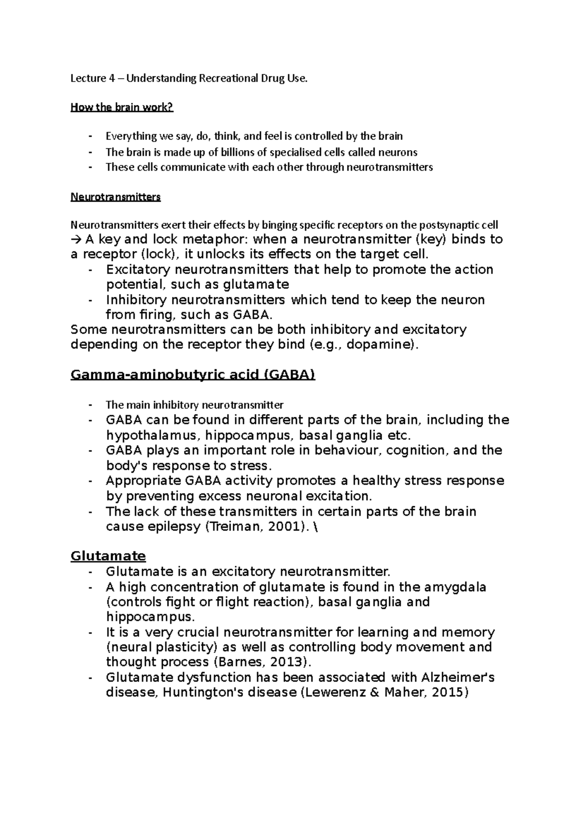 Lecture 4 understanding recreational drug use Lecture 4