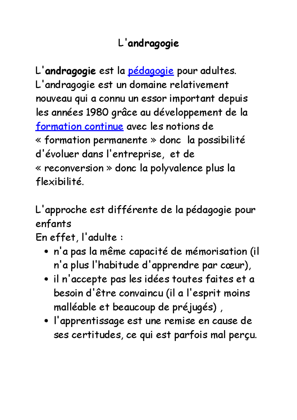 Andragogie Psychopedagogie L Andragogie L Andragogie Est La P Dagogie Pour Adultes L