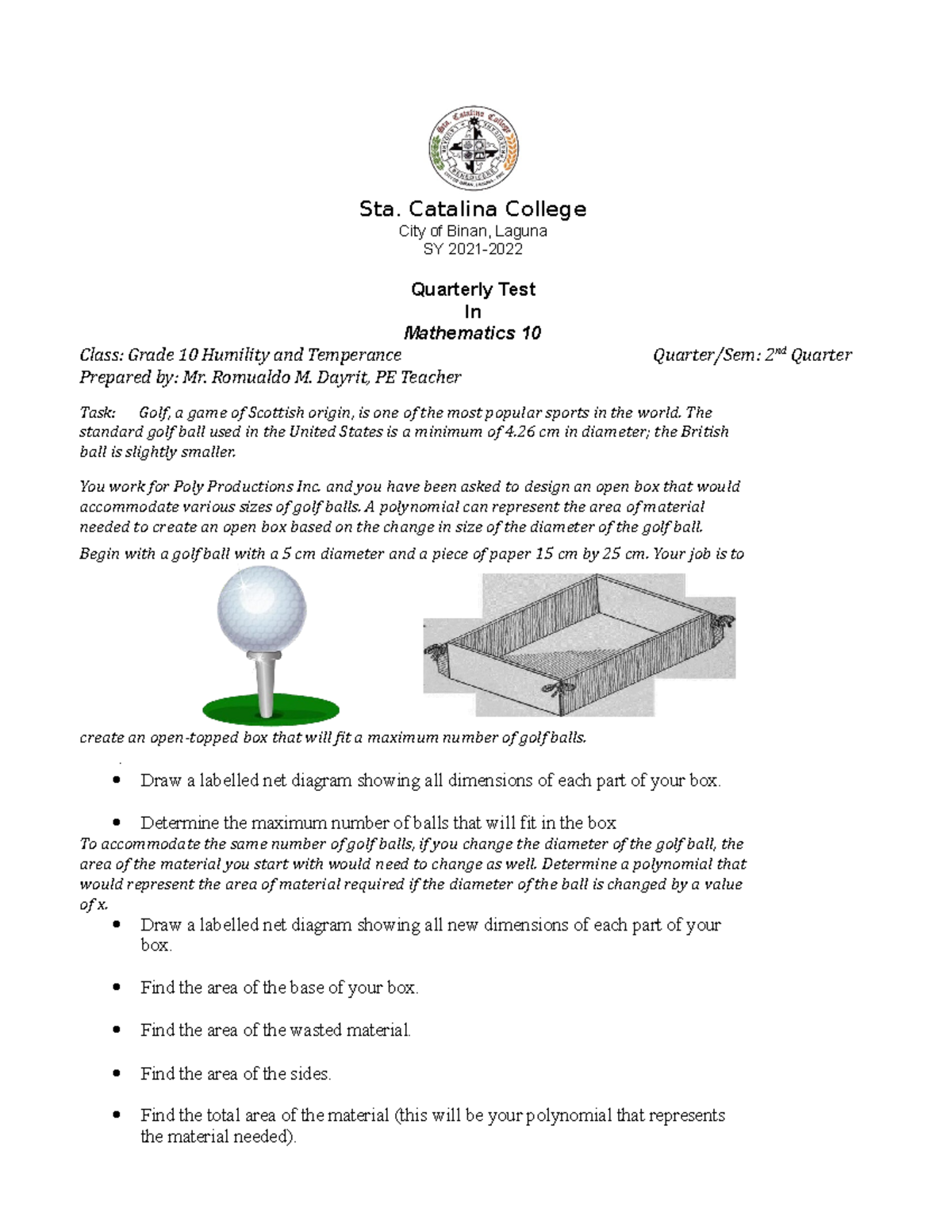 Mathematics-10 - Sequence - Sta. Catalina College City of Binan, Laguna ...