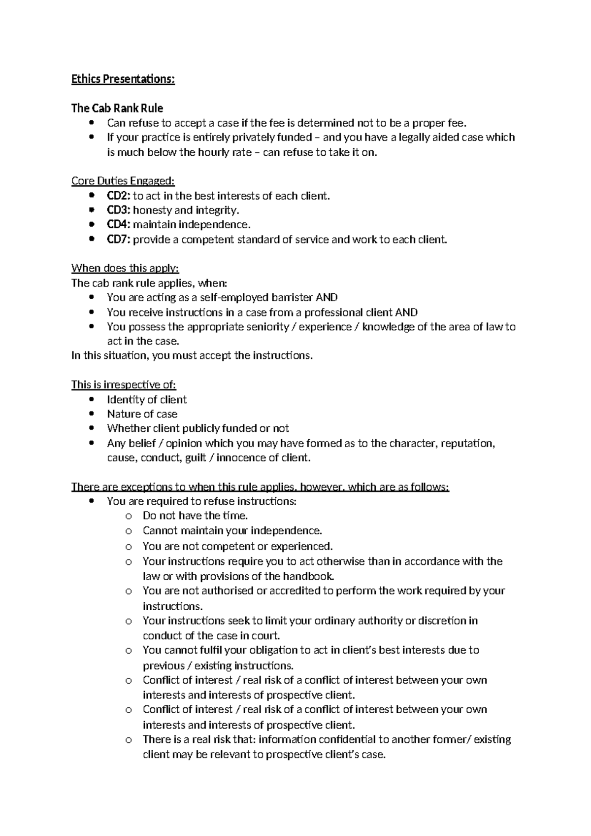 Ethics Presentations - XXXXXXX - Ethics Presentations: The Cab Rank ...
