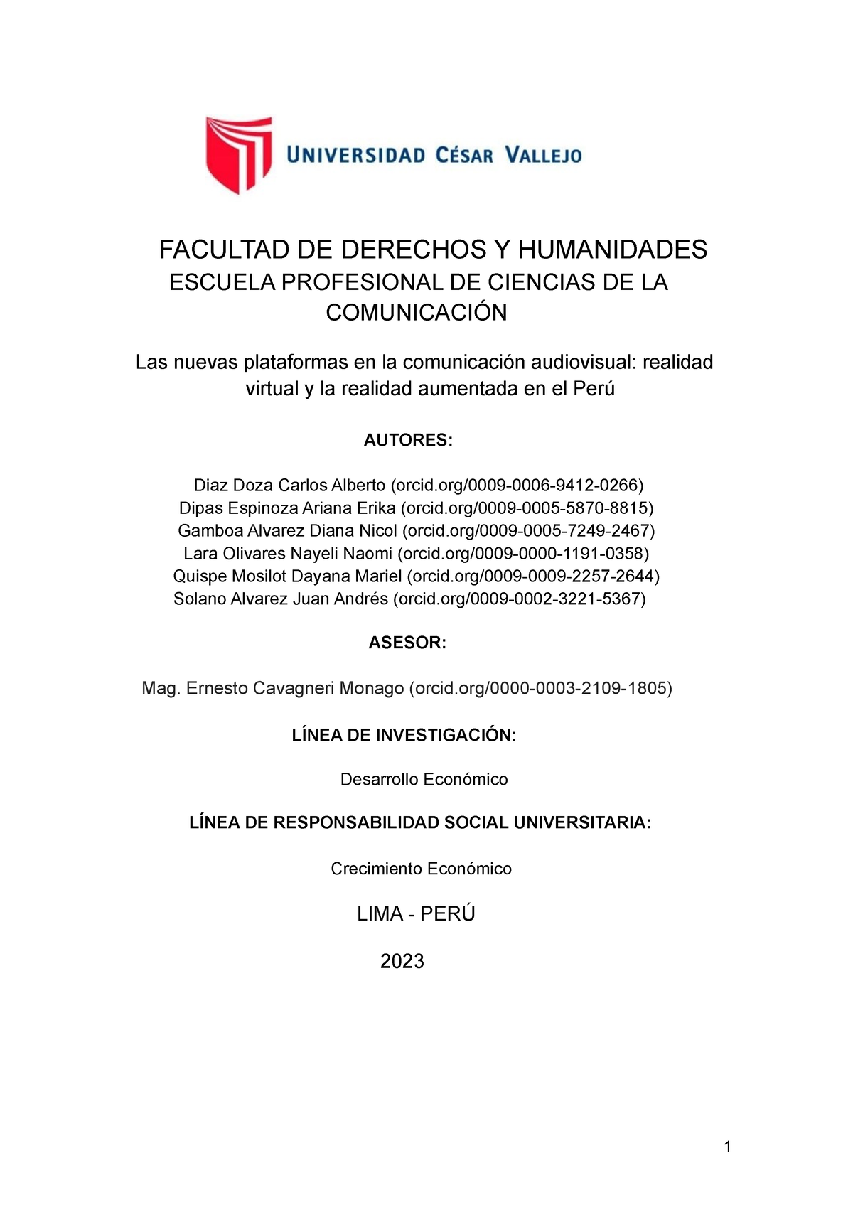 Facultad De Derechos Y Humanidades 1 Facultad De Derechos Y Humanidades Escuela Profesional 7613