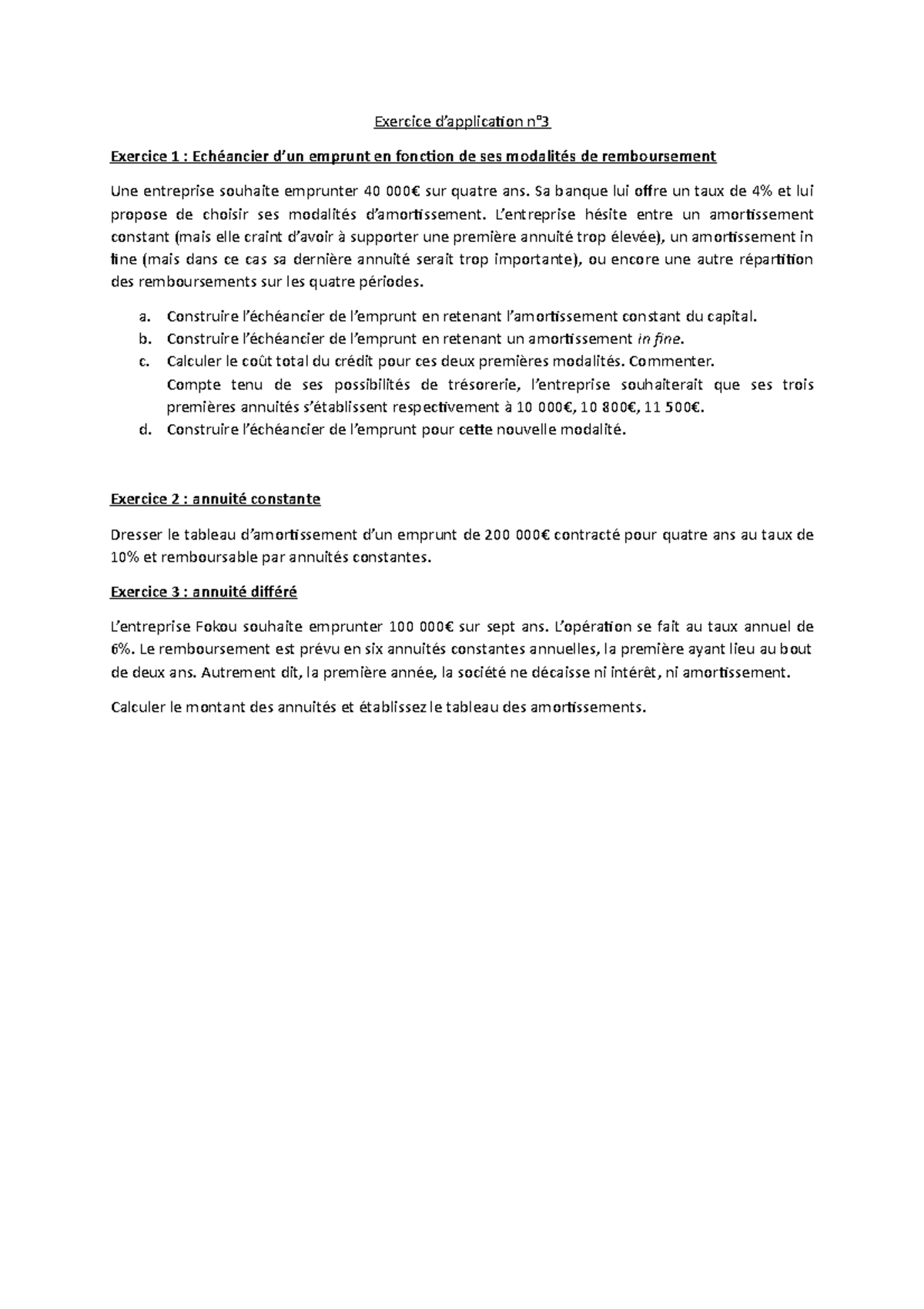 Exercice application 3 - Exercice d’application n° Exercice 1 ...
