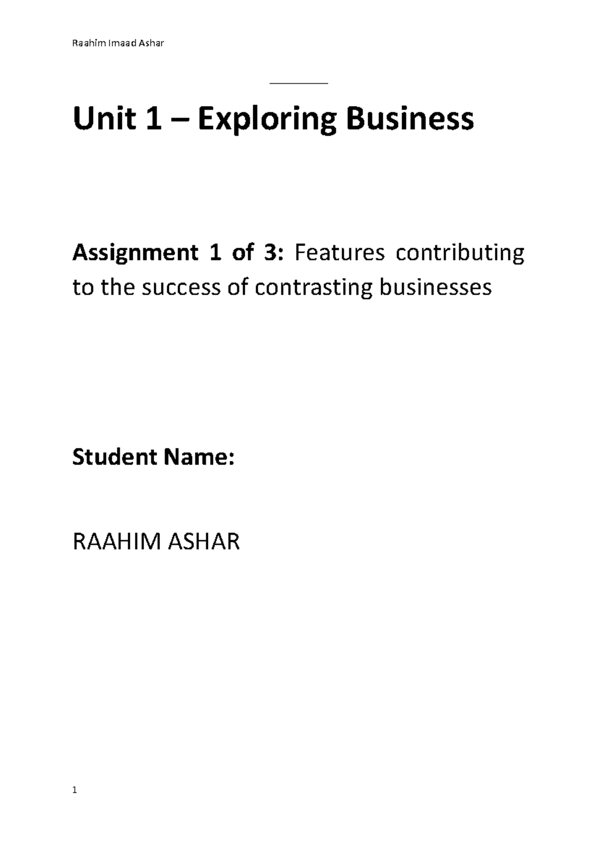 Activities In A Business Assignment 1 Resub - Unit 1 – Exploring ...