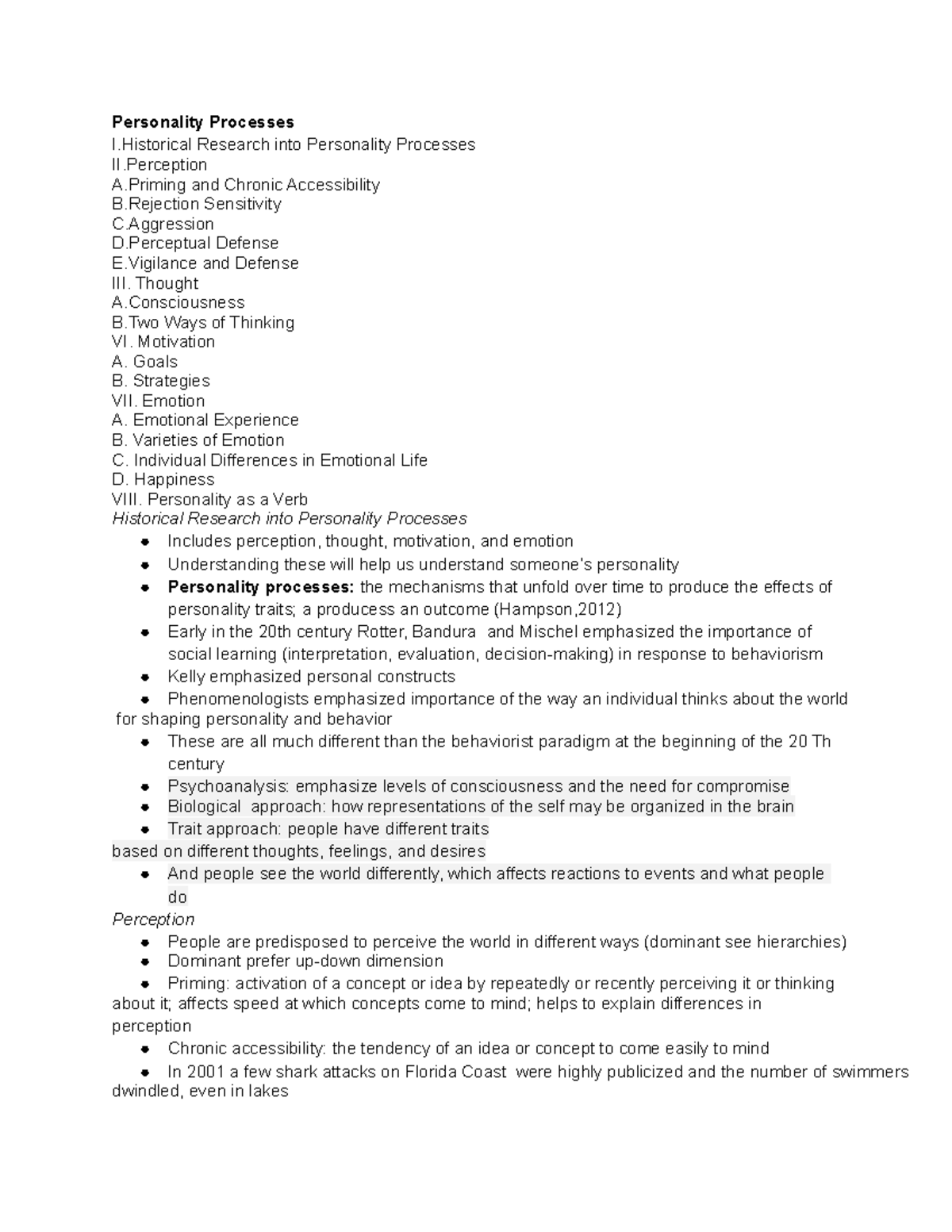 Ch. 15 - notes - Personality Processes I Research into Personality ...