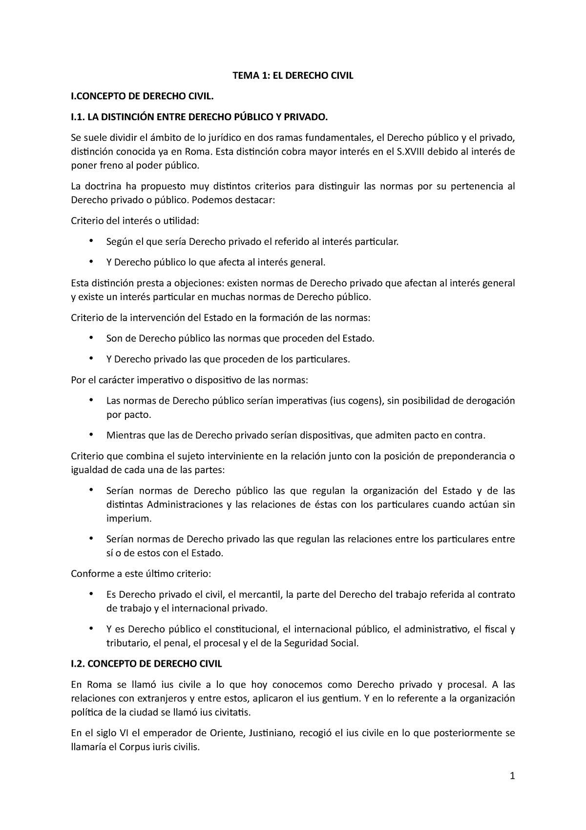 Derecho Civil 1 Prof Fernández Campos Tema 1 El Derecho Civil I De Derecho Civil I La 8738