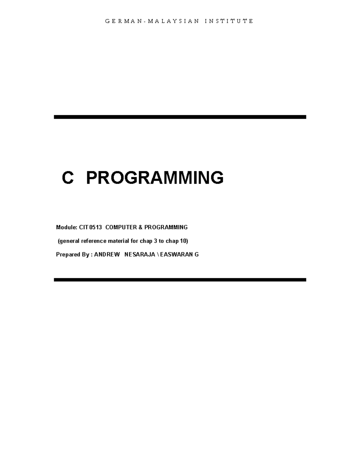 C Programming Notes With Example - C PROGRAMMING Module: CIT 0513 ...