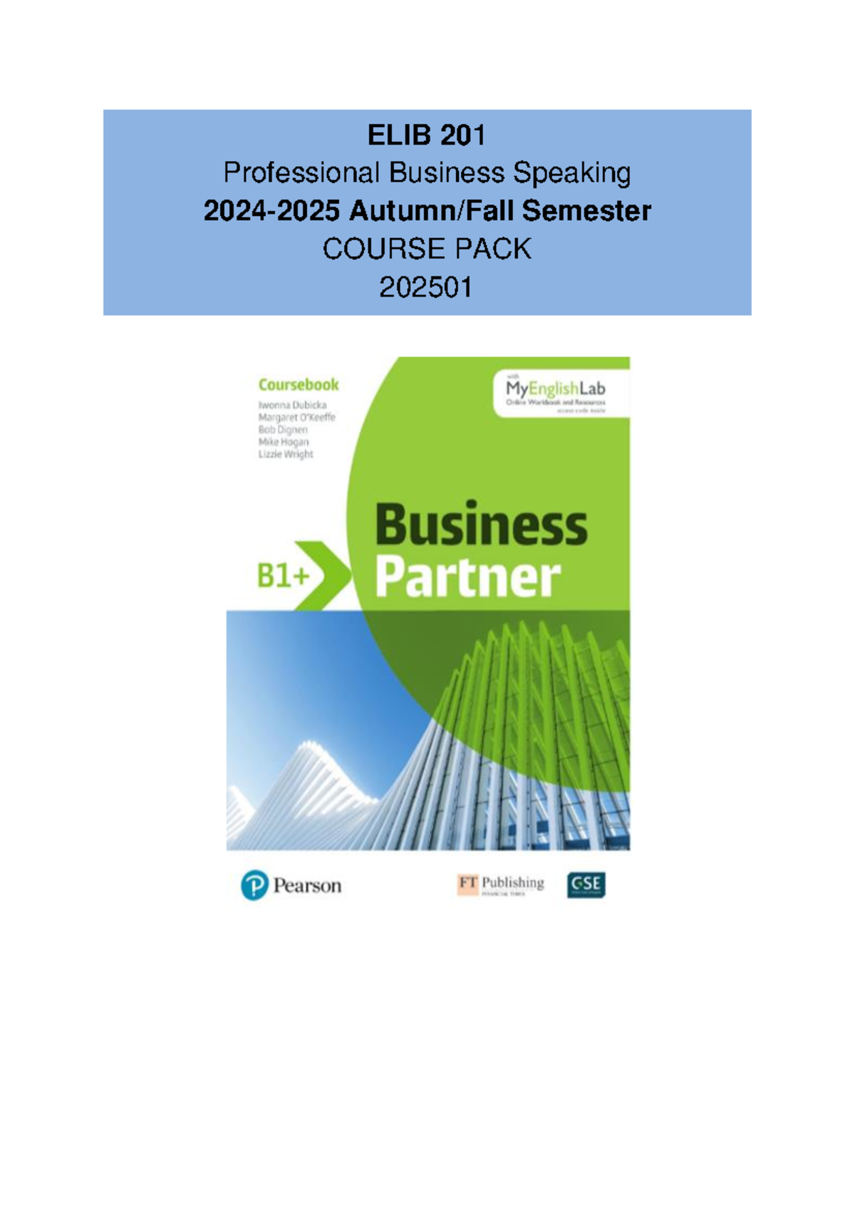 ELIB201 Course Pack 202501 vers 1 25th Aug - ELIB 201 Professional ...