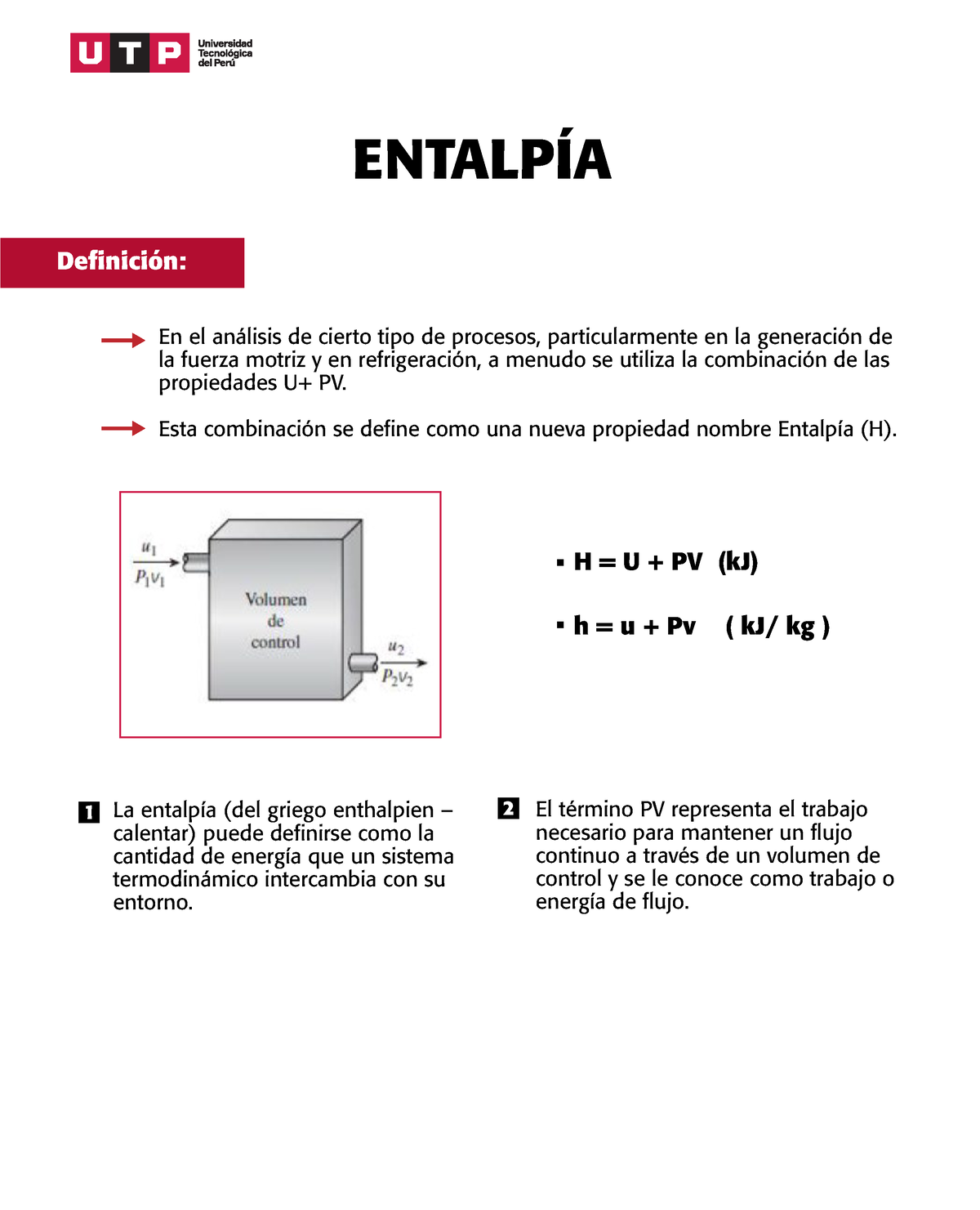 Semana 2 Infografía Entalpía EntalpÍa Definición H U Pv Kj H U Pv Kj Kg En 9347