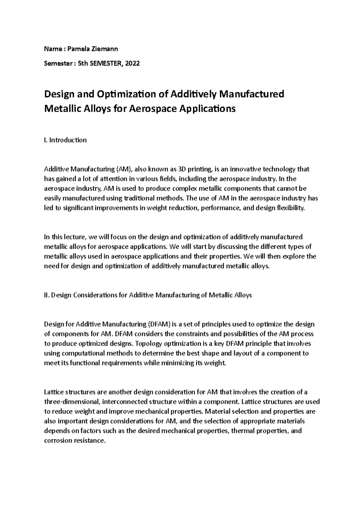 Design and Optimization of Additively Manufactured Metallic Alloys for ...