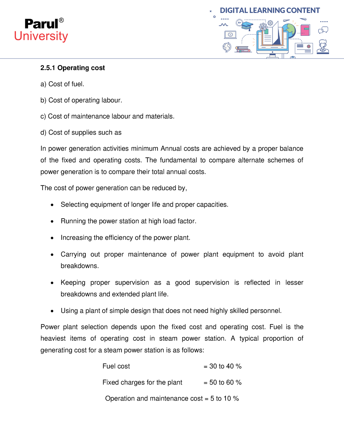 Economics OF Power Plant 4 2 5 Operating Cost A Cost Of Fuel B 