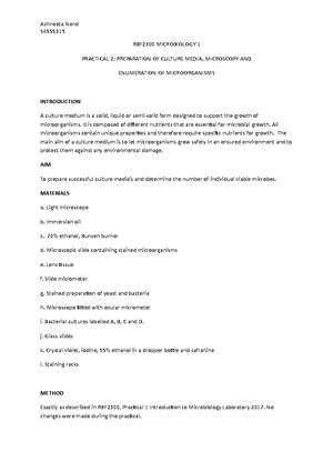 Lab report-Cell staining - S RBF2300 MICROBIOLOGY 1 PRACTICAL 3 ...