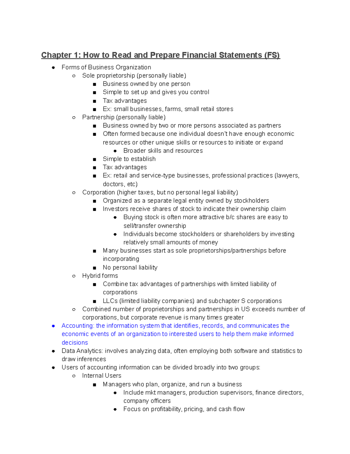 Chapter 1 How to Read and Prepare Financial Statements (FS) - Studocu