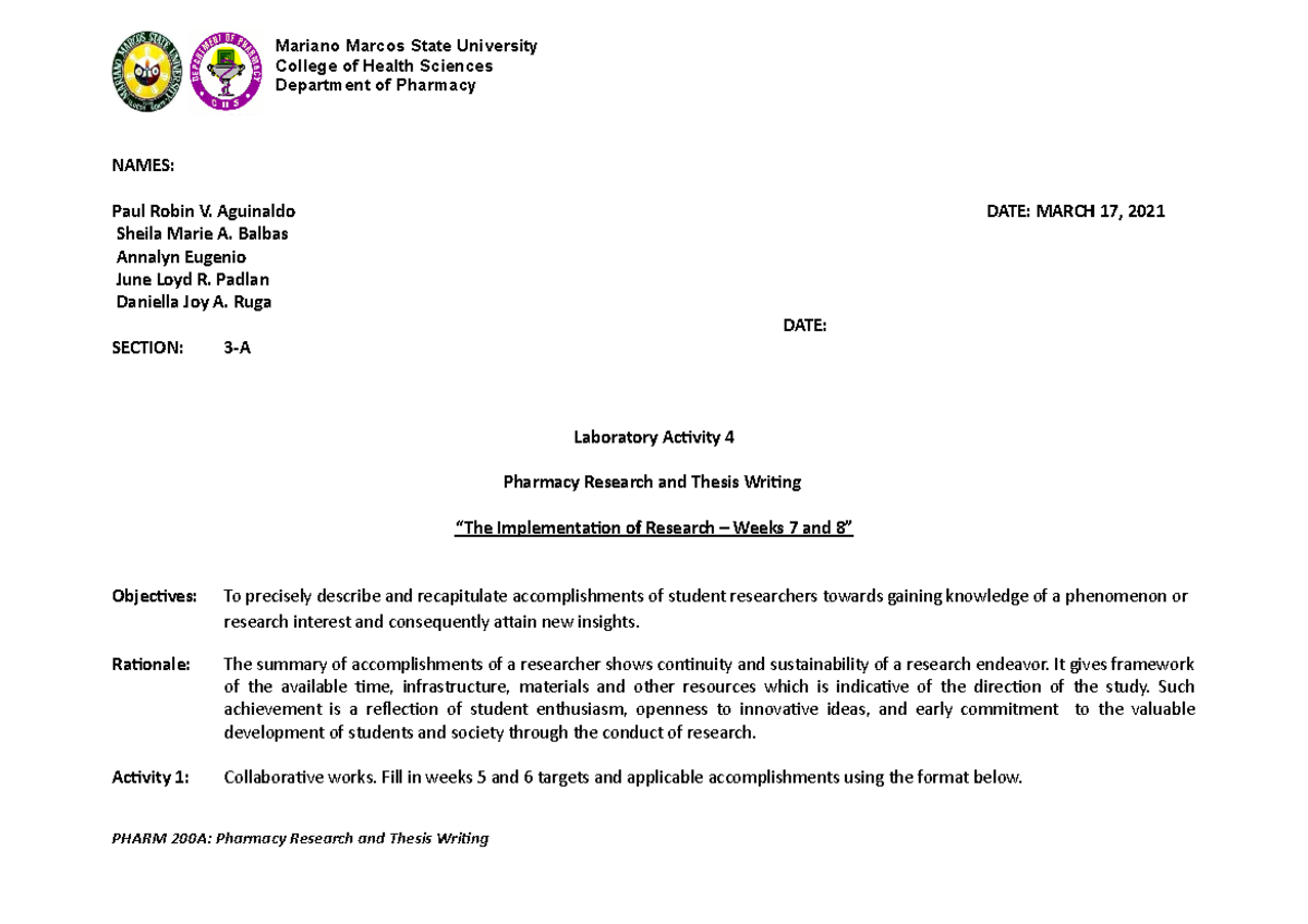 medical laboratory science thesis