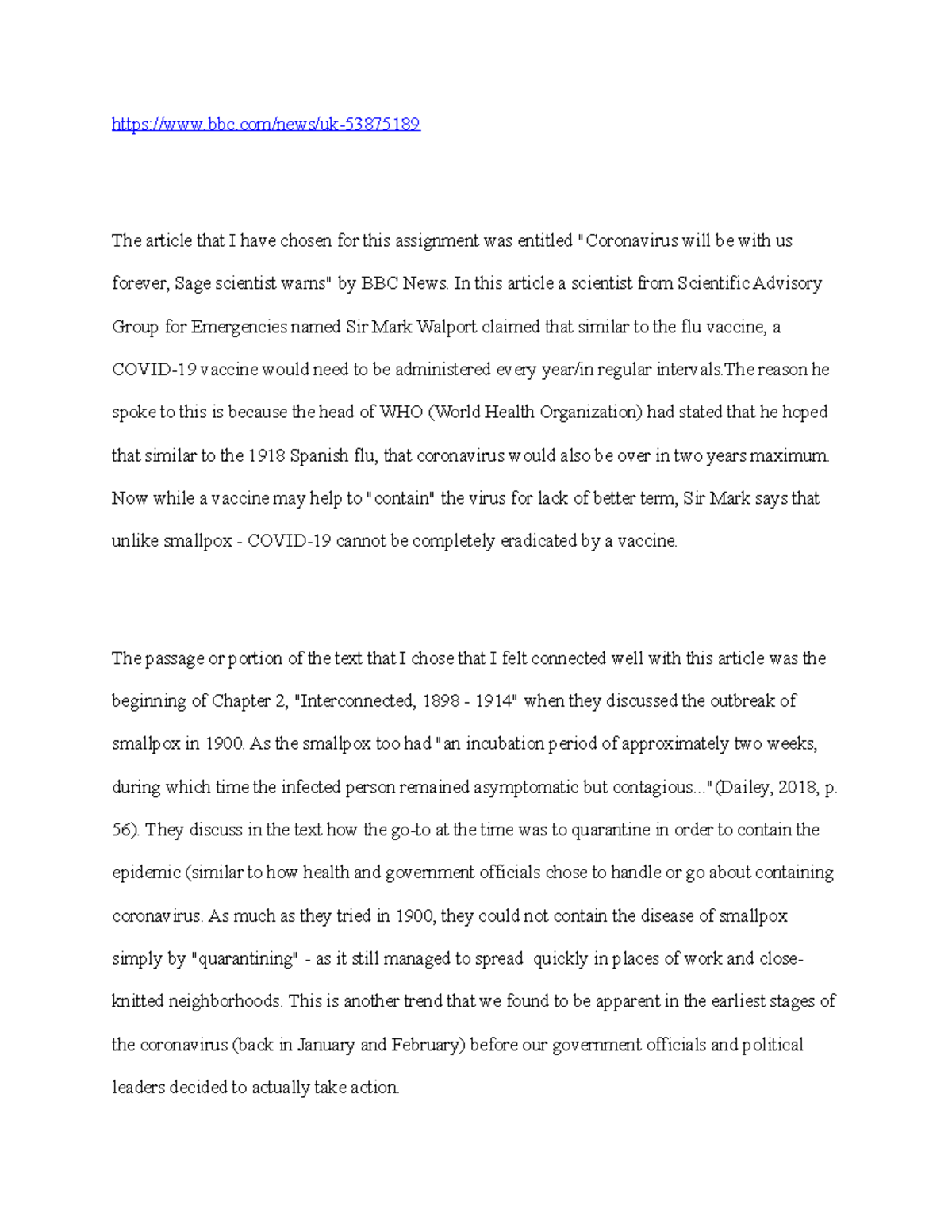 Current Event History - bbc/news/uk- The article that I have chosen for