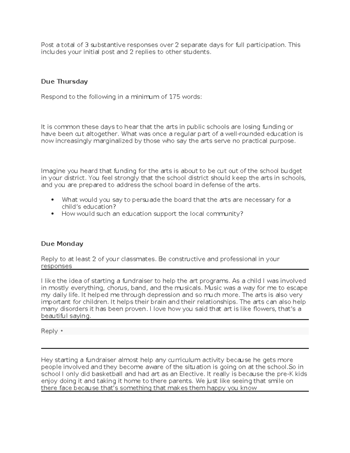 Art 100 week 5 part 2 - homework - Post a total of 3 substantive ...
