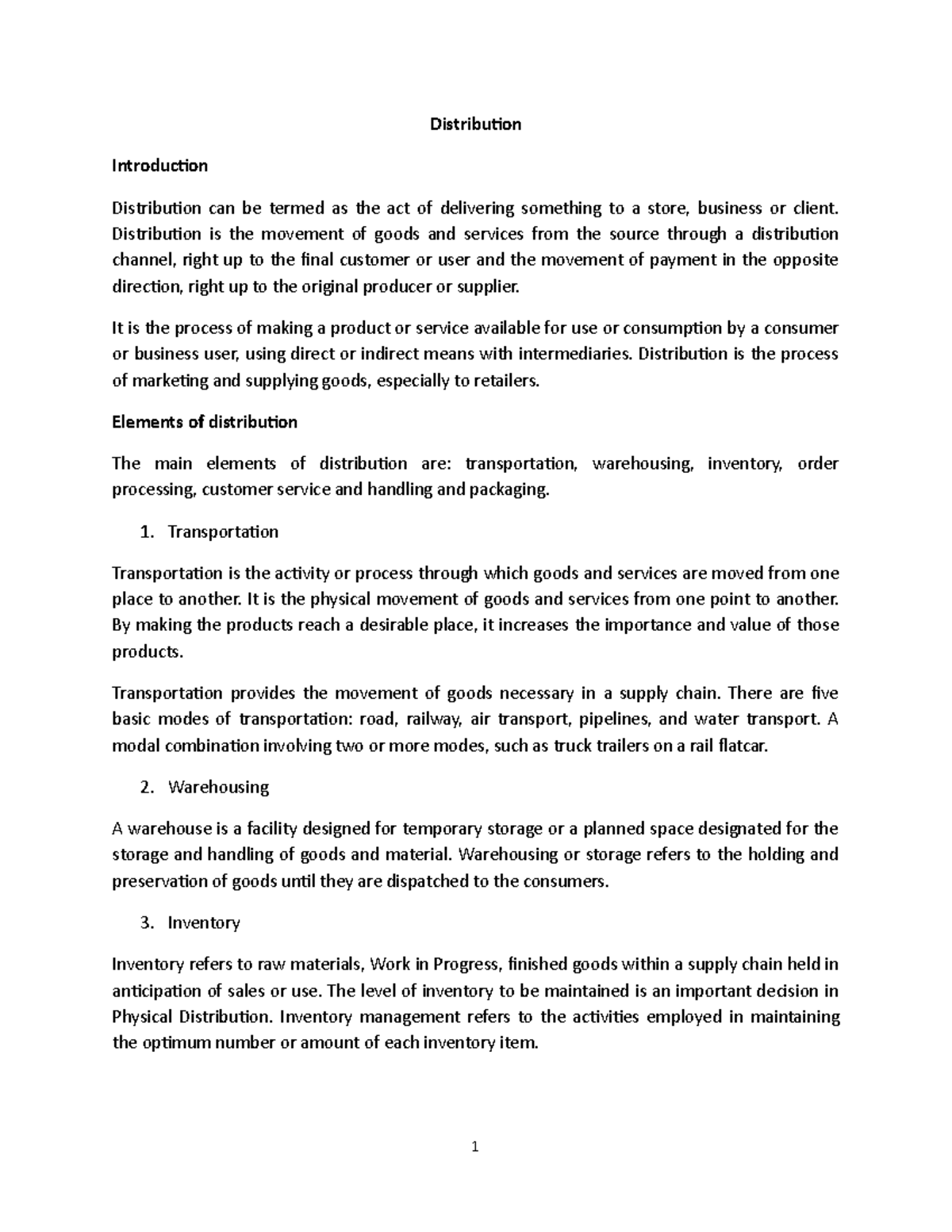 Introduction to distribution - Distribution Introduction Distribution ...