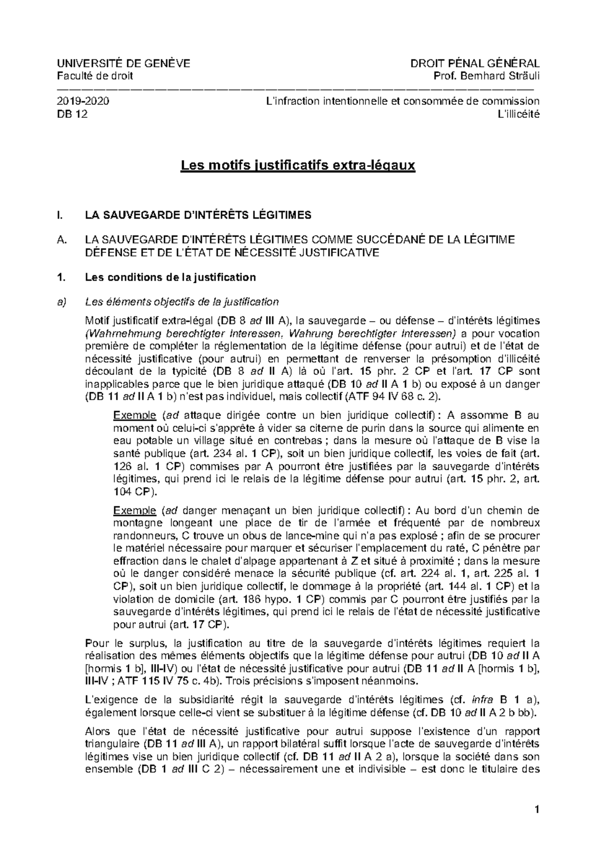 Les Faits Justificatifs En Droit Pénal Dissertation