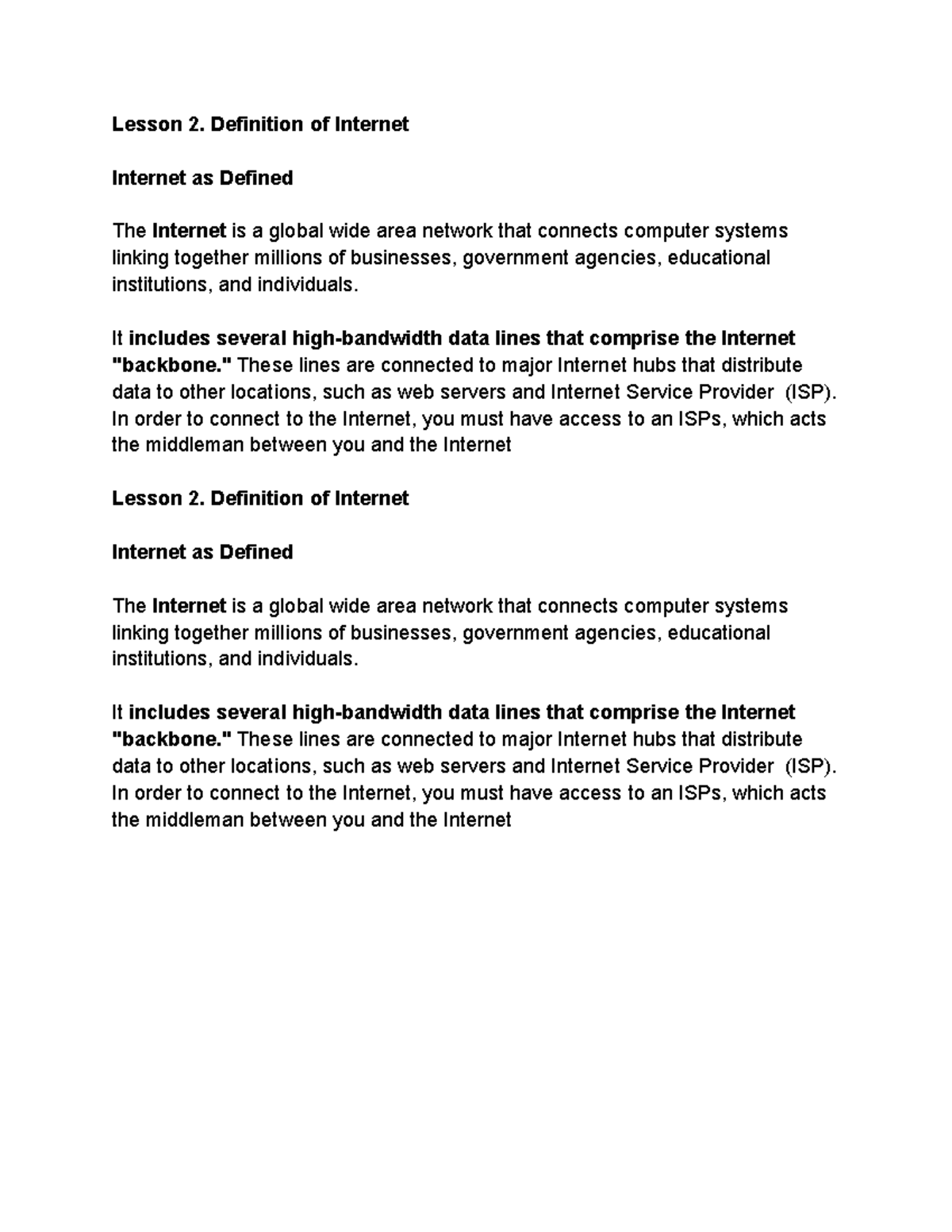 DI 4 Lecture notes 15 Lesson 2. Definition of as