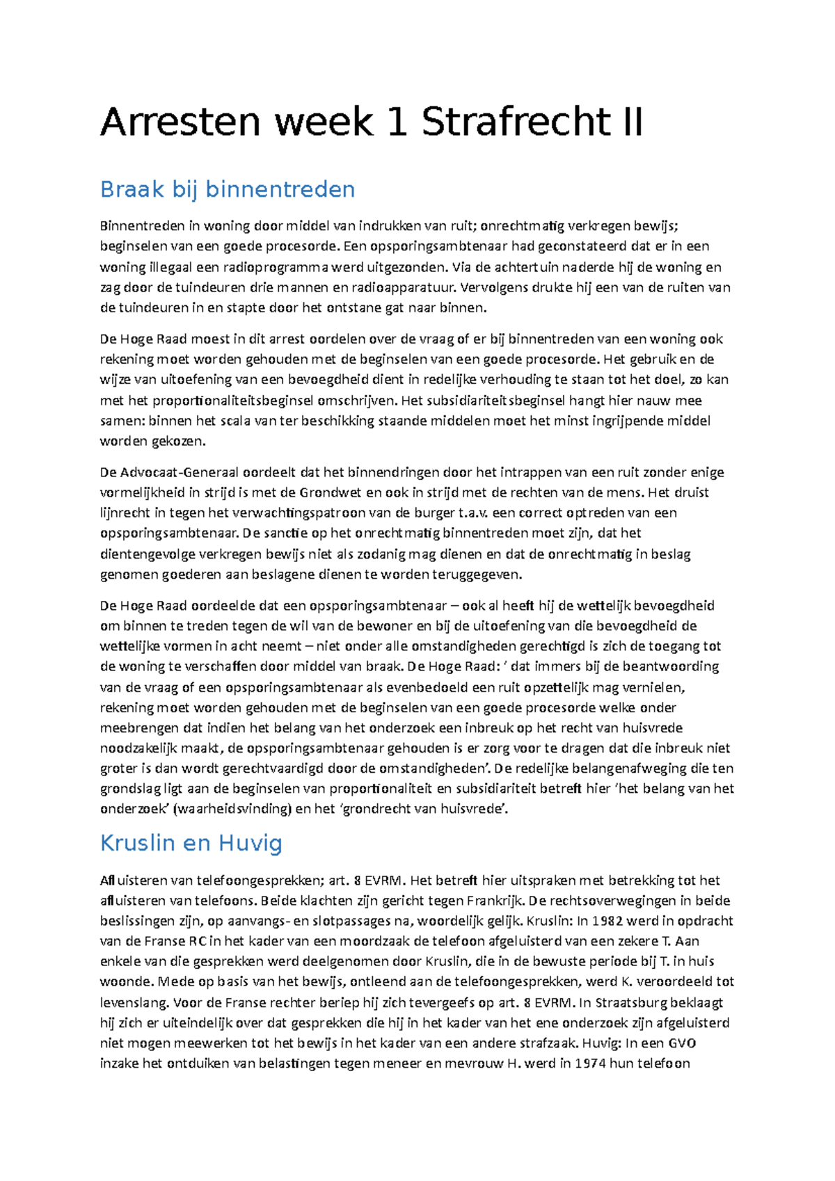 Het Nederlands Strafprocesrecht Strafrecht II Arresten Week 1 ...