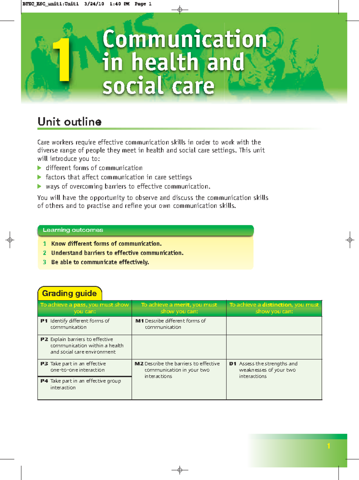 Communication in Healthcare - Reading Material - 1 1 Know different ...