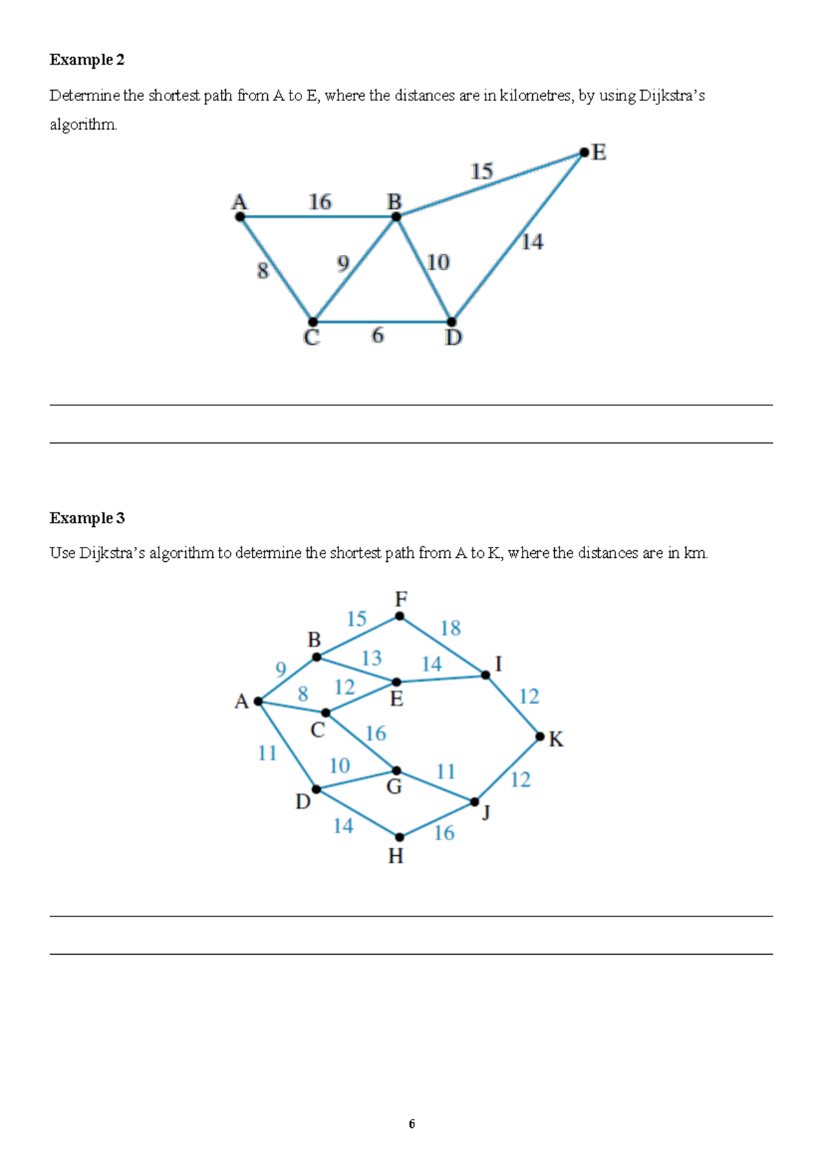 Weighted Graphs - 6 Example 2 Determine the shortest path from A to E ...