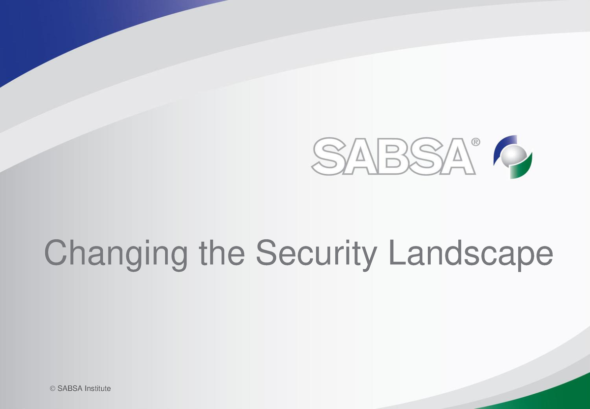 Group 3 - This The Lecture Notes - © SABSA Institute Changing The ...