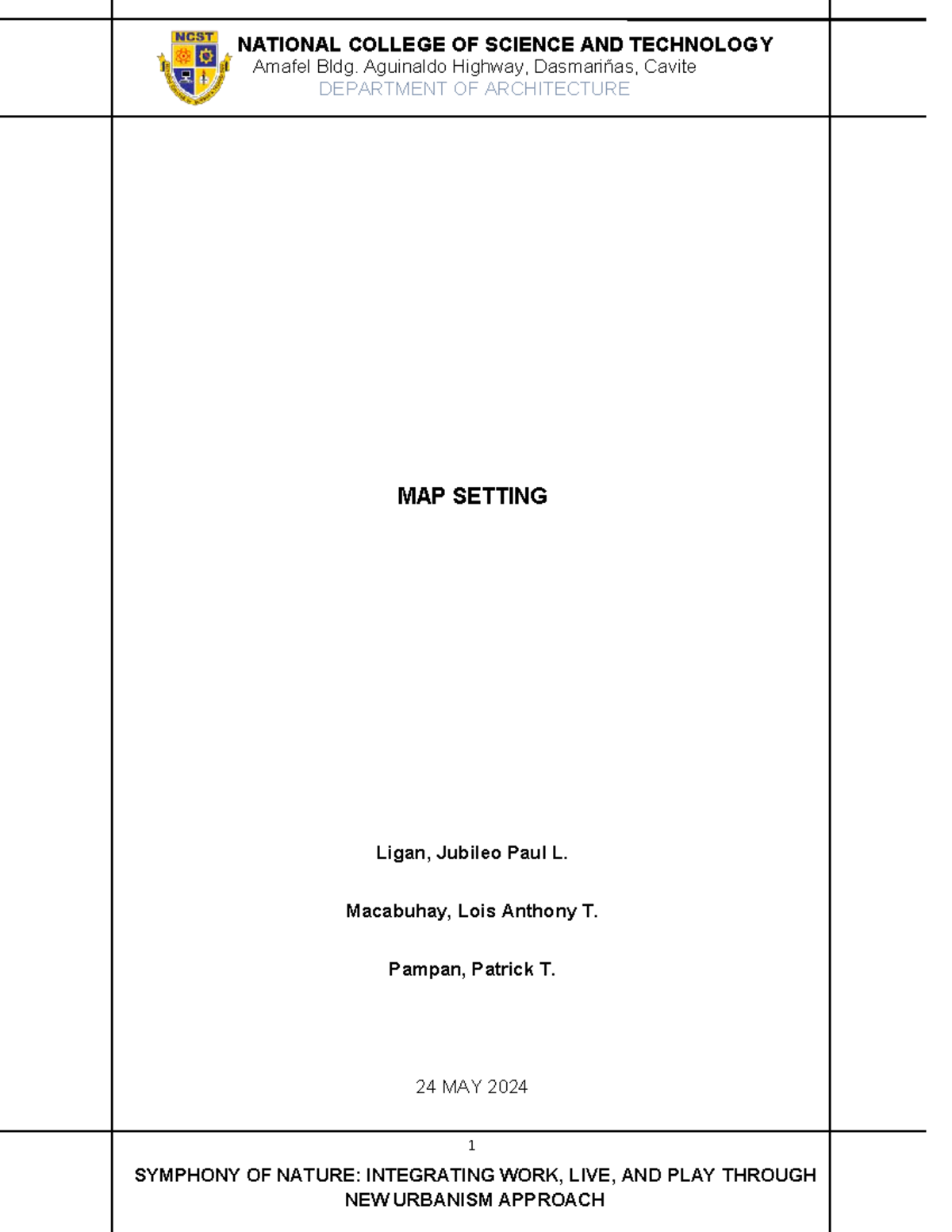 MAP- Settings-TO- Print - 1 SYMPHONY OF NATURE: INTEGRATING WORK, LIVE ...