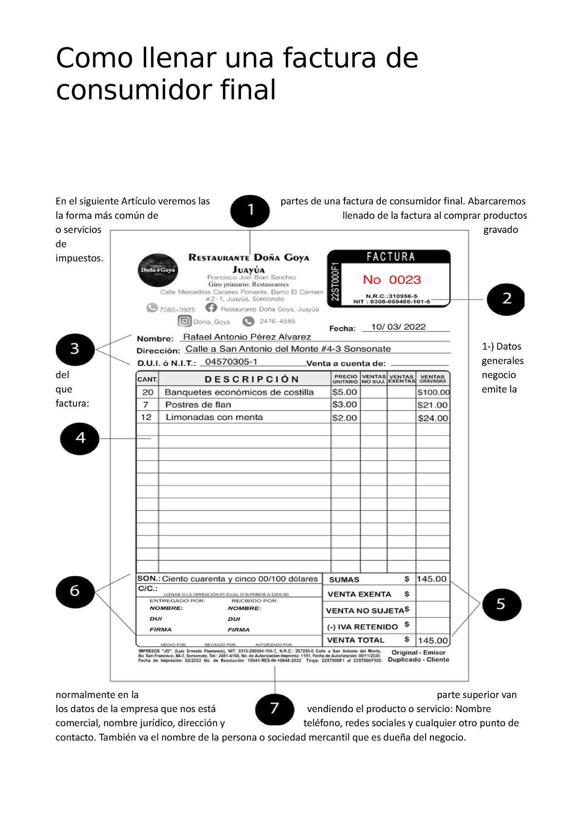 Fact Consumidor Final Como Completar Una Factura Como Llenar Una Factura De Consumidor Final 5327