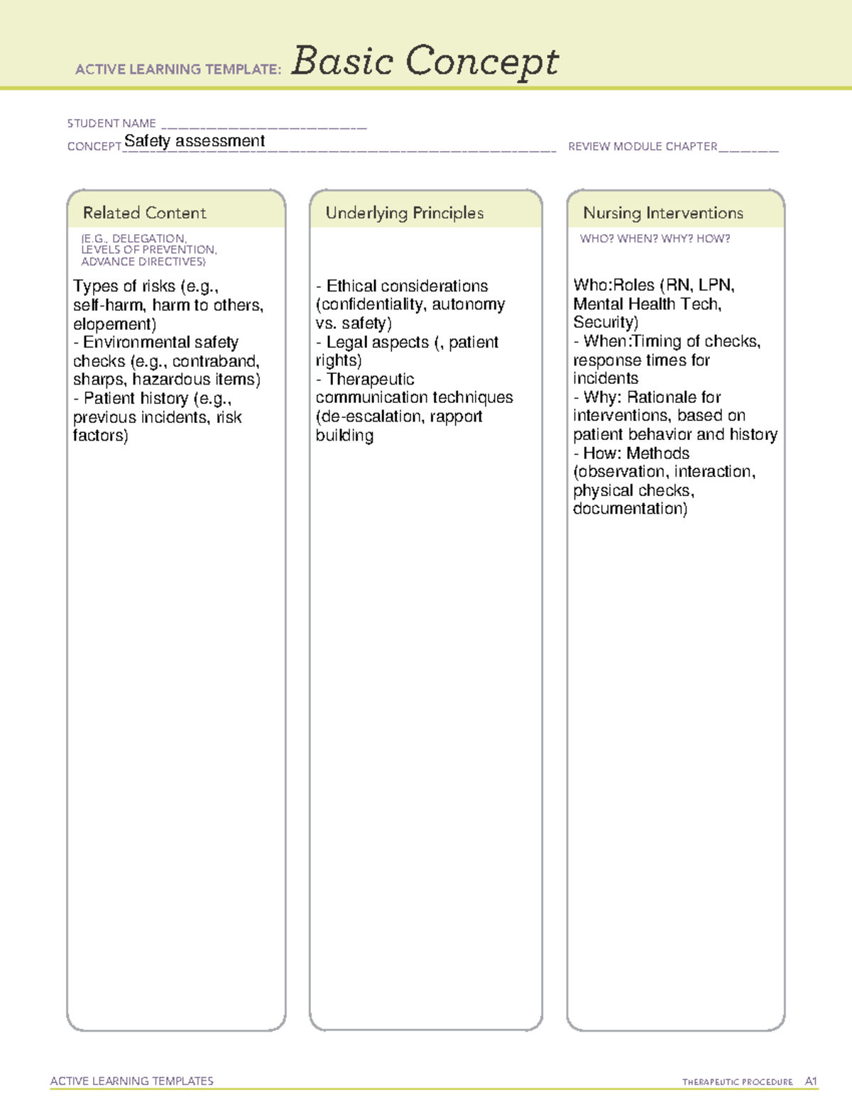 Safety assessment - NU 2130 - ACTIVE LEARNING TEMPLATES TherapeuTic ...