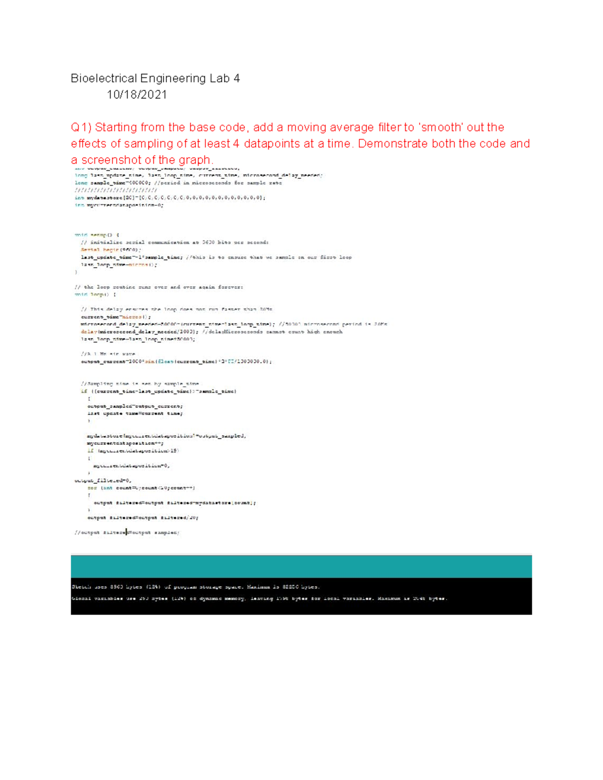 BIE Lab 4bioeyurp - Lab - Bioelectrical Engineering Lab 4 10/18/ Q1 ...