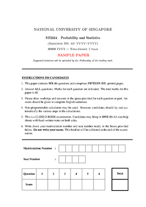 ST2334 21S1 Tutorial 2 - 1 NATIONAL UNIVERSITY OF SINGAPORE Department ...