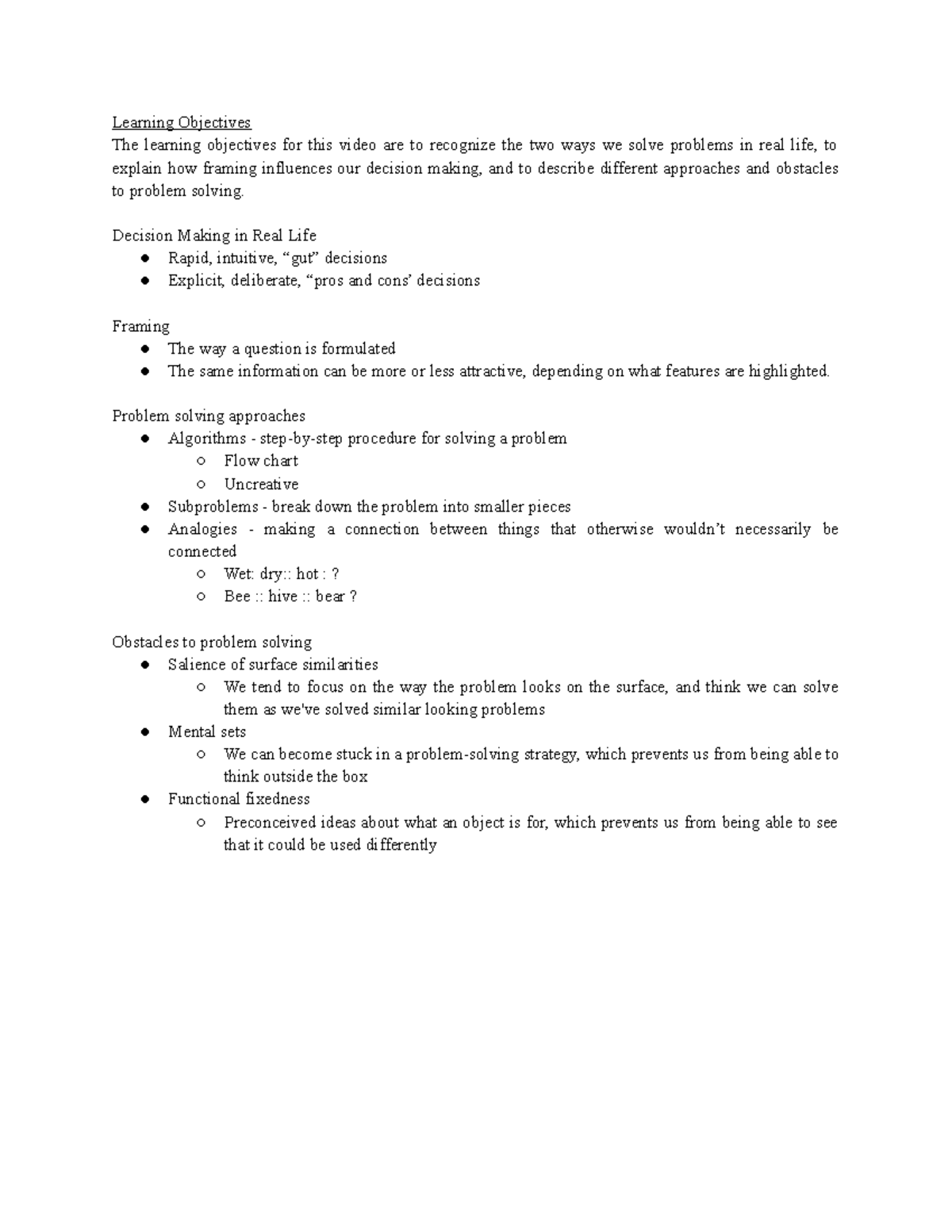8.2 Decision Making and Problem Solving - Learning Objectives The ...