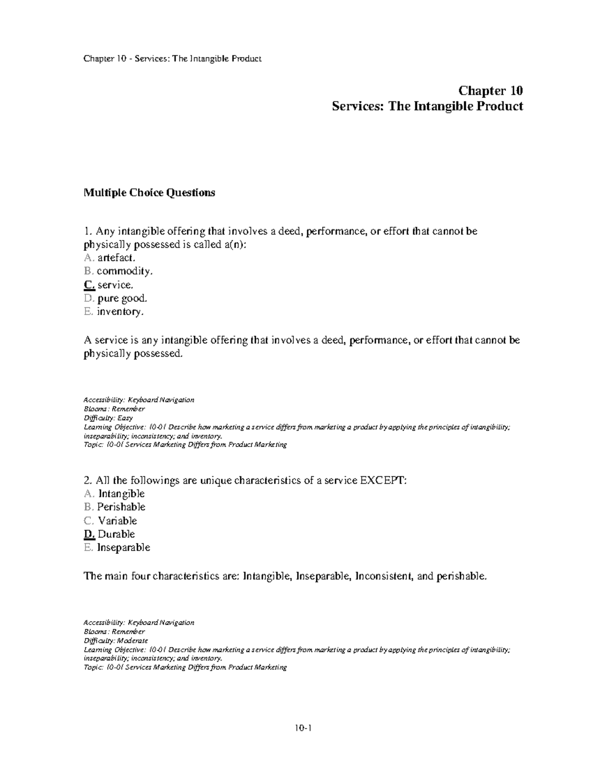 Chap010 - Practice Exam Questions For Chapter 10 - Chapter 10 Services ...