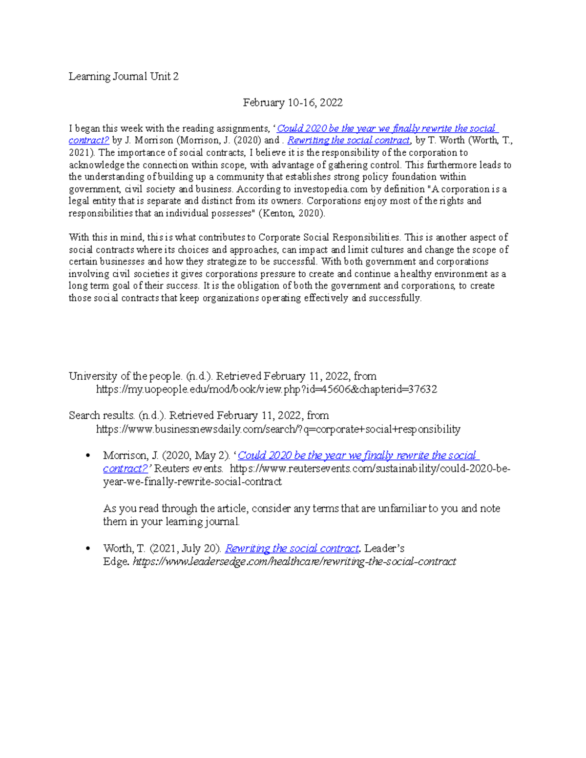 Learning Journal Unit 3 Morrison (Morrison, J. (2020) and. Rewriting