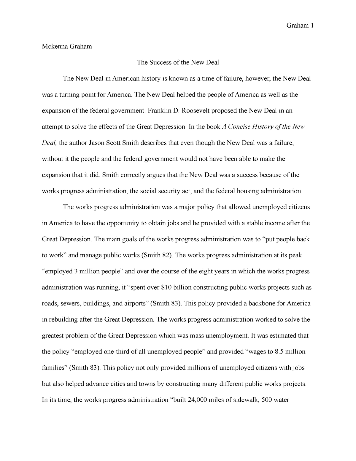 introduction of new deal essay