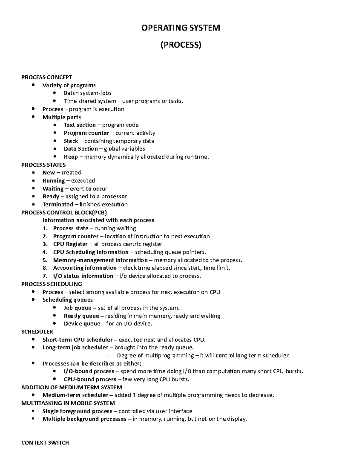 Operating System Chapter 3 Process - OPERATING SYSTEM (PROCESS) PROCESS ...