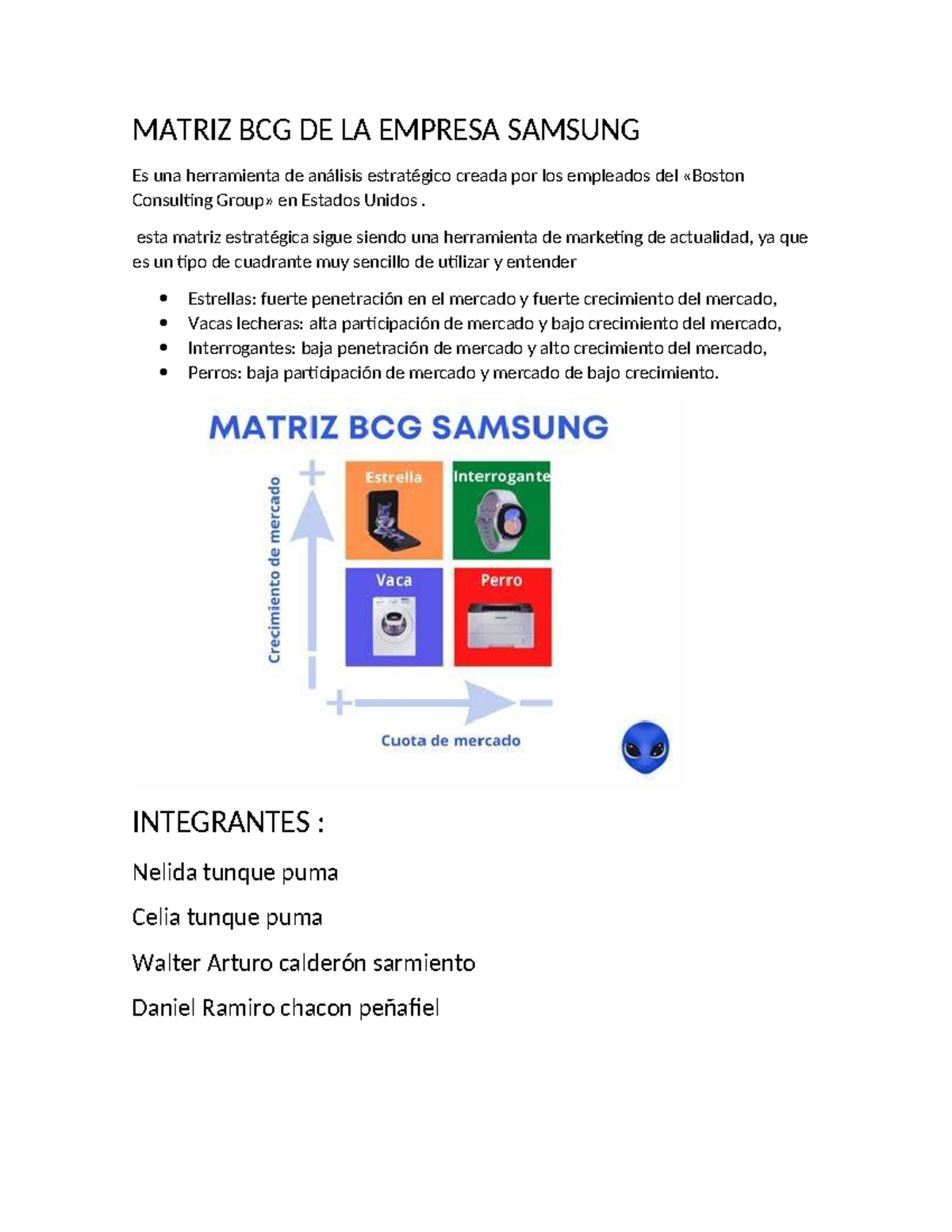 Matriz BCG DE LA Empresa Samsung - MATRIZ BCG DE LA EMPRESA SAMSUNG Es ...