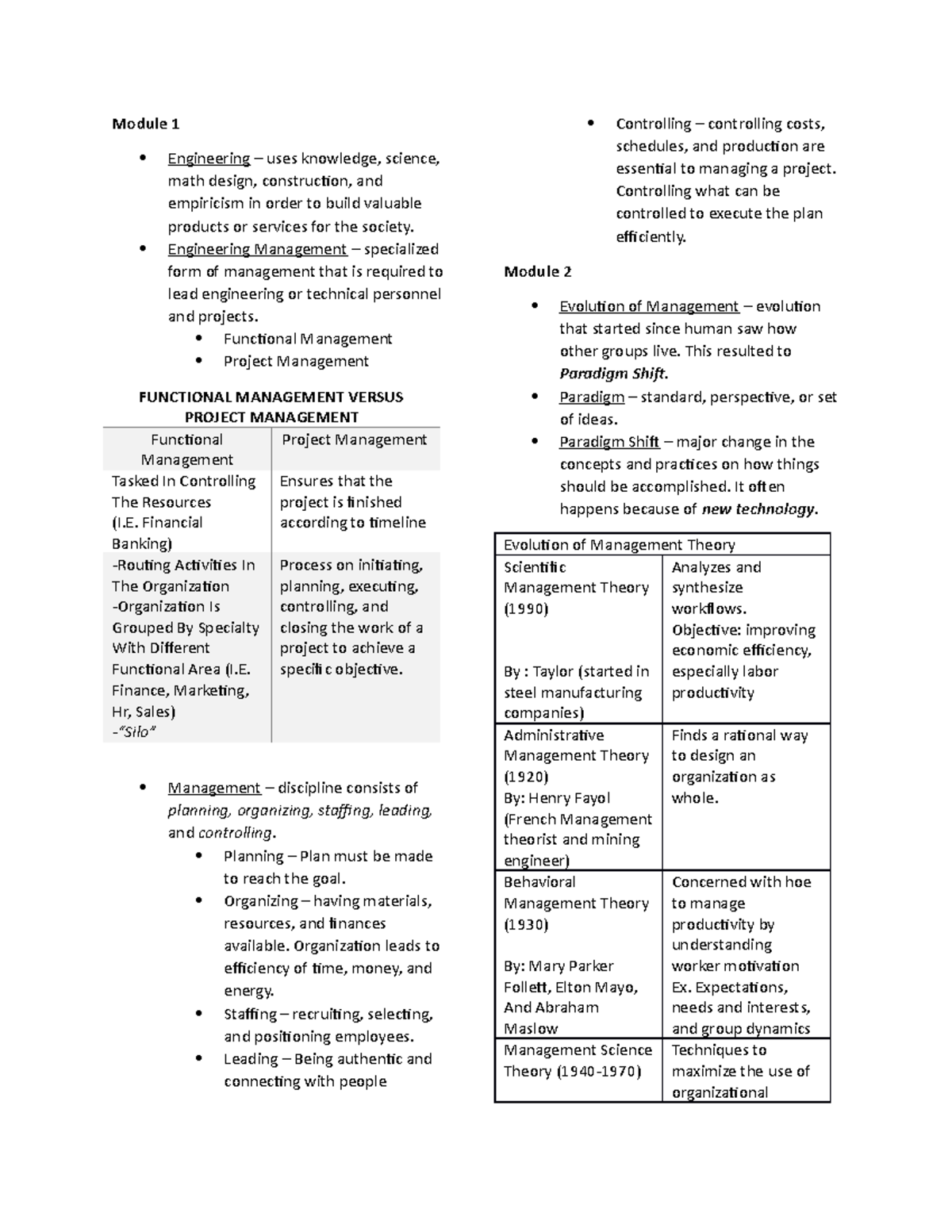 Engineering Management Reviewer - Module 1 Engineering – uses knowledge ...